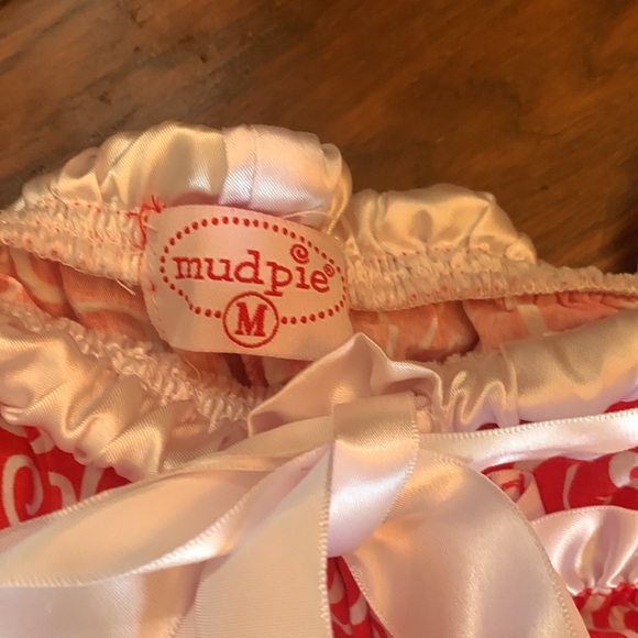 Mud pie PJ bottoms with satin ruffle detail; size Medium - Picture 2 of 3